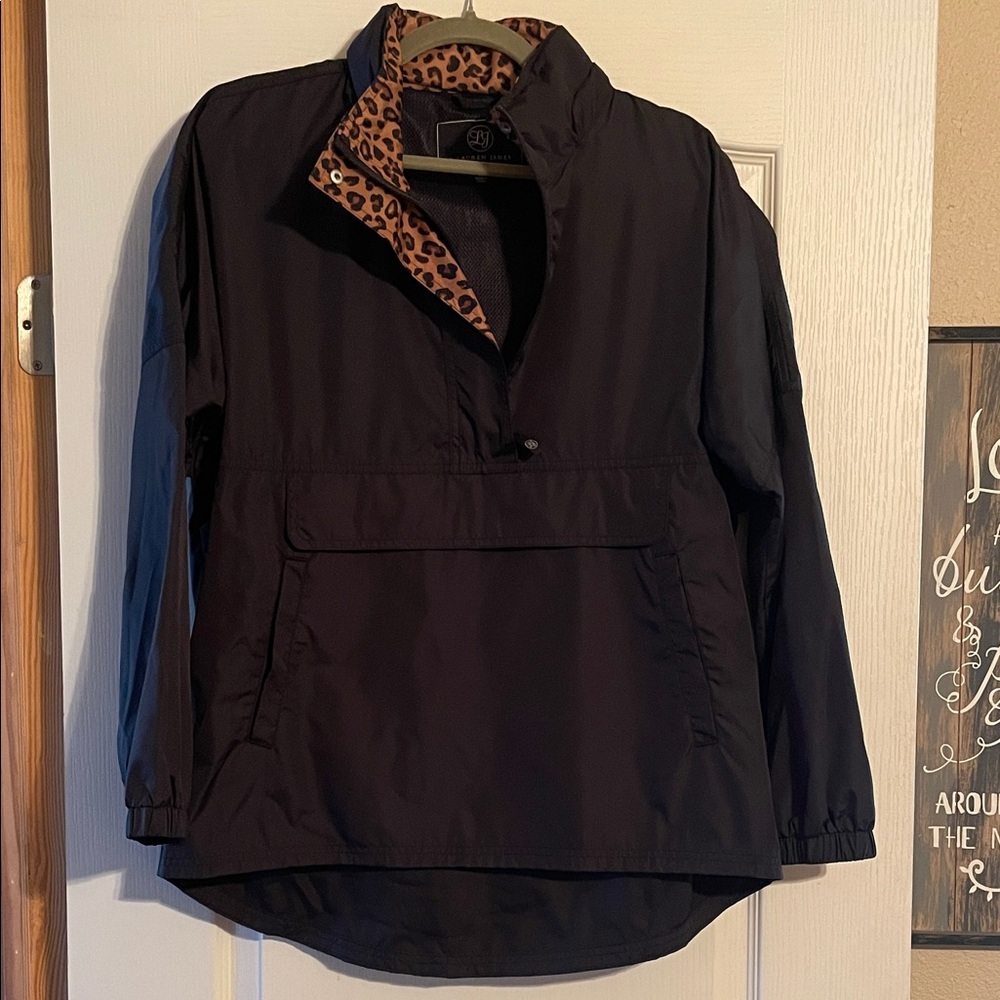 Lauren James Black Utility Jacket with Leopard Print
